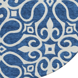 Homeroots 3' Artichoke Green Brown Ivory Floral Medallion Washable Area Rug For Indoor And Outdoor Spaces 8' Round Polyester 591365