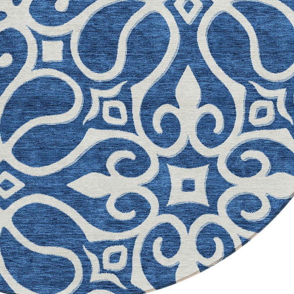 Homeroots 3' Artichoke Green Brown Ivory Floral Medallion Washable Area Rug For Indoor And Outdoor Spaces 8' Round Polyester 591365