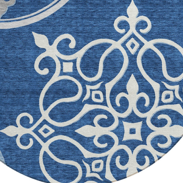 Homeroots 3' Artichoke Green Brown Ivory Floral Medallion Washable Area Rug For Indoor And Outdoor Spaces 8' Round Polyester 591365