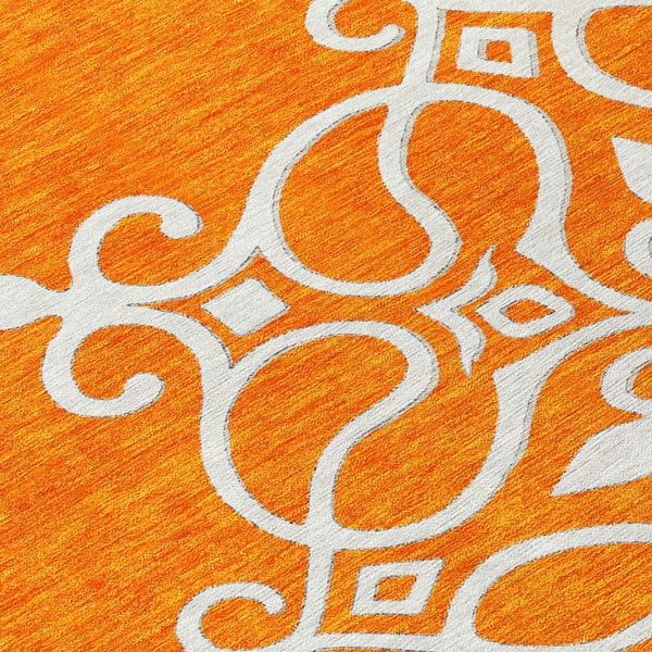 Homeroots 3' Artichoke Green Brown Ivory Floral Medallion Washable Area Rug For Indoor And Outdoor Spaces 8' Round Polyester 591377