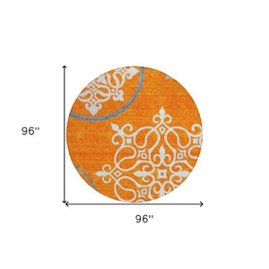 Homeroots 3' Artichoke Green Brown Ivory Floral Medallion Washable Area Rug For Indoor And Outdoor Spaces 8' Round Polyester 591377