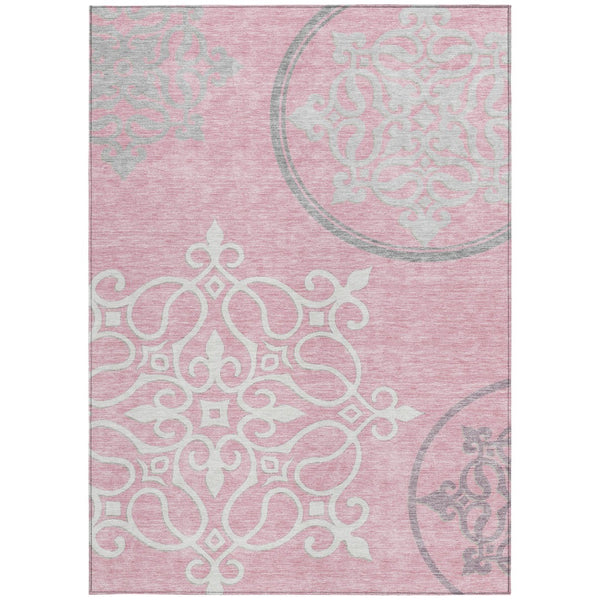 Homeroots 3' Artichoke Green Brown Ivory Floral Medallion Washable Area Rug For Indoor And Outdoor Spaces 5' X 8' Polyester 591382