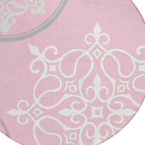 Homeroots 3' Artichoke Green Brown Ivory Floral Medallion Washable Area Rug For Indoor And Outdoor Spaces 8' Round Polyester 591383