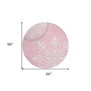 Homeroots 3' Artichoke Green Brown Ivory Floral Medallion Washable Area Rug For Indoor And Outdoor Spaces 8' Round Polyester 591383