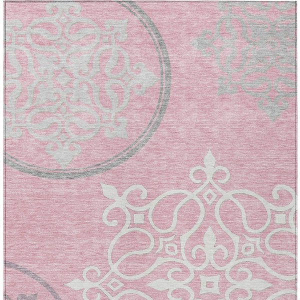 Homeroots 3' Artichoke Green Brown Ivory Floral Medallion Washable Area Rug For Indoor And Outdoor Spaces 8' X 10' Polyester 591384