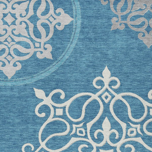 Homeroots 3' Artichoke Green Brown Ivory Floral Medallion Washable Area Rug For Indoor And Outdoor Spaces 5' X 8' Polyester 591388