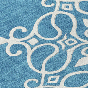 Homeroots 3' Artichoke Green Brown Ivory Floral Medallion Washable Area Rug For Indoor And Outdoor Spaces 8' Round Polyester 591389