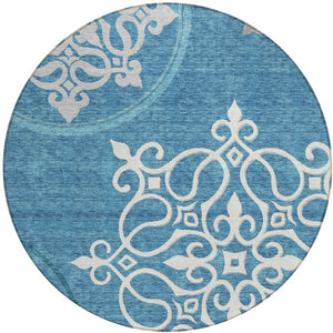 Homeroots 3' Artichoke Green Brown Ivory Floral Medallion Washable Area Rug For Indoor And Outdoor Spaces 8' Round Polyester 591389