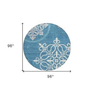 Homeroots 3' Artichoke Green Brown Ivory Floral Medallion Washable Area Rug For Indoor And Outdoor Spaces 8' Round Polyester 591389