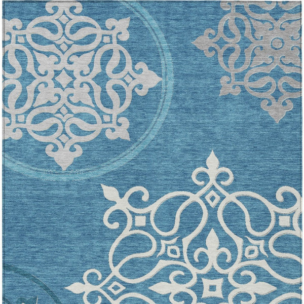 Homeroots 3' Artichoke Green Brown Ivory Floral Medallion Washable Area Rug For Indoor And Outdoor Spaces 8' X 10' Polyester 591390