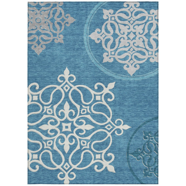 Homeroots 3' Artichoke Green Brown Ivory Floral Medallion Washable Area Rug For Indoor And Outdoor Spaces 9' X 12' Polyester 591391