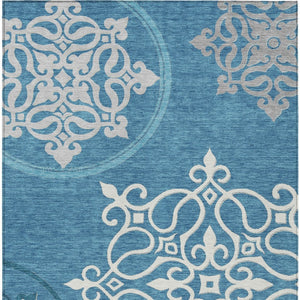 Homeroots 3' Artichoke Green Brown Ivory Floral Medallion Washable Area Rug For Indoor And Outdoor Spaces 9' X 12' Polyester 591391