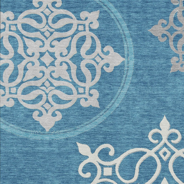 Homeroots 3' Artichoke Green Brown Ivory Floral Medallion Washable Area Rug For Indoor And Outdoor Spaces 10' X 14' Polyester 591392