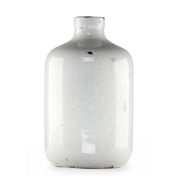 Distressed Crackle White Vase (5913L) Zentique