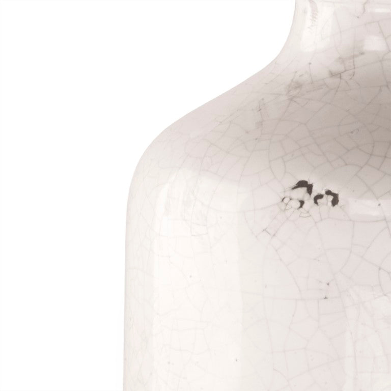 Zentique Distressed Crackle White Vase Antique-Inspired Ceramic Decor, 11" Tall Vintage Farmhouse Accent Piece 5913S
