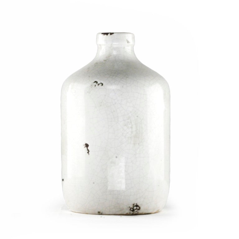Zentique Distressed Crackle White Vase Antique-Inspired Ceramic Decor, 11" Tall Vintage Farmhouse Accent Piece 5913S