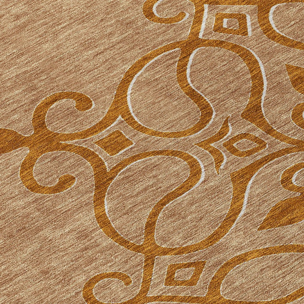 Homeroots 3' Artichoke Green Brown Ivory Floral Medallion Washable Area Rug For Indoor And Outdoor Spaces 8' Round Polyester 591401