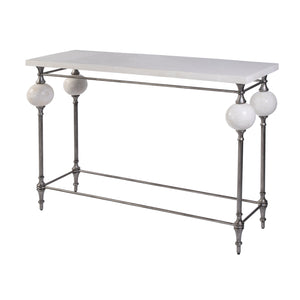 Butler Specialty Butler Amadeo 48" Stone And Metal Console Table - Elegant White & Silver Design For Any Space White,Silver Metal,Agate Stone And Plywood 5914070-butler