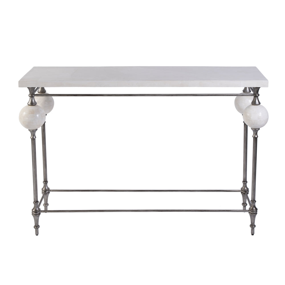 Butler Specialty Butler Amadeo 48" Stone And Metal Console Table - Elegant White & Silver Design For Any Space White,Silver Metal,Agate Stone And Plywood 5914070-butler