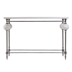 Butler Specialty Butler Amadeo 48" Stone And Metal Console Table - Elegant White & Silver Design For Any Space White,Silver Metal,Agate Stone And Plywood 5914070-butler