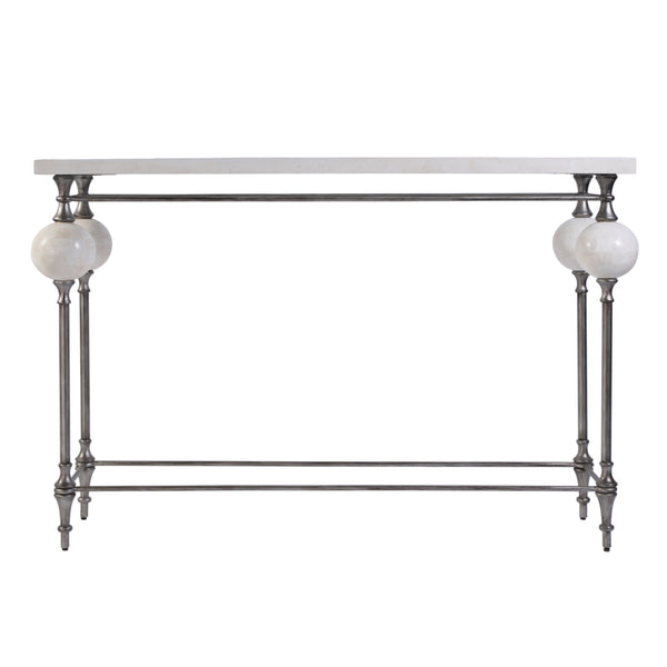 Butler Specialty Butler Amadeo 48" Stone And Metal Console Table - Elegant White & Silver Design For Any Space White,Silver Metal,Agate Stone And Plywood 5914070-butler