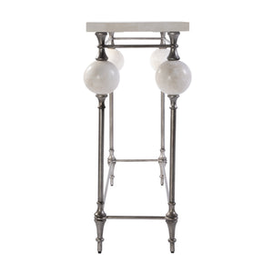 Butler Specialty Butler Amadeo 48" Stone And Metal Console Table - Elegant White & Silver Design For Any Space White,Silver Metal,Agate Stone And Plywood 5914070-butler
