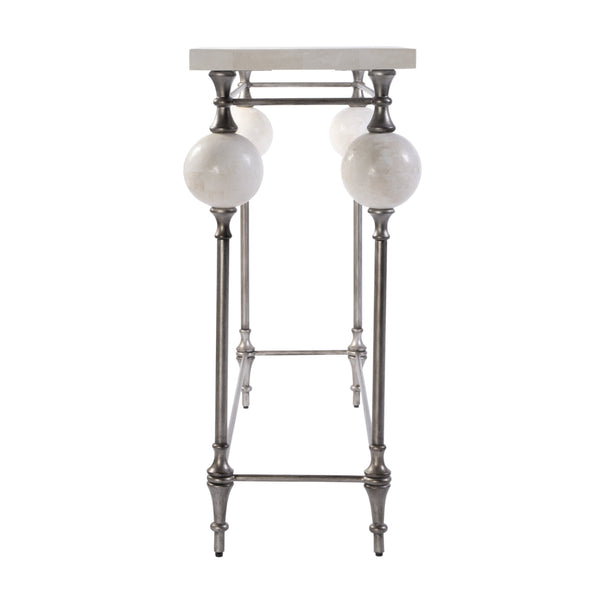 Butler Specialty Butler Amadeo 48" Stone And Metal Console Table - Elegant White & Silver Design For Any Space White,Silver Metal,Agate Stone And Plywood 5914070-butler