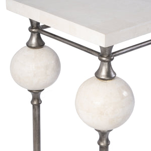 Butler Specialty Butler Amadeo 48" Stone And Metal Console Table - Elegant White & Silver Design For Any Space White,Silver Metal,Agate Stone And Plywood 5914070-butler