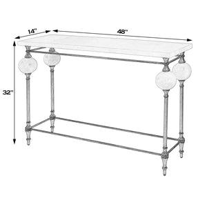 Butler Specialty Butler Amadeo 48" Stone And Metal Console Table - Elegant White & Silver Design For Any Space White,Silver Metal,Agate Stone And Plywood 5914070-butler