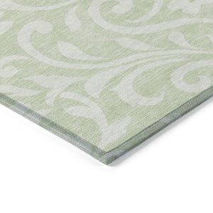 Homeroots 3' Artichoke Green Floral Indoor Outdoor Area Rug - Stylish, Washable, Stain Resistant, Durable Design 5' X 8' Polyester 591412