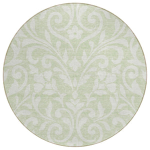 HomeRoots 5' Artichoke Green Floral Area Rug - Elegant, Washable, and Durable for Indoor & Outdoor Spaces 8' Round 591413