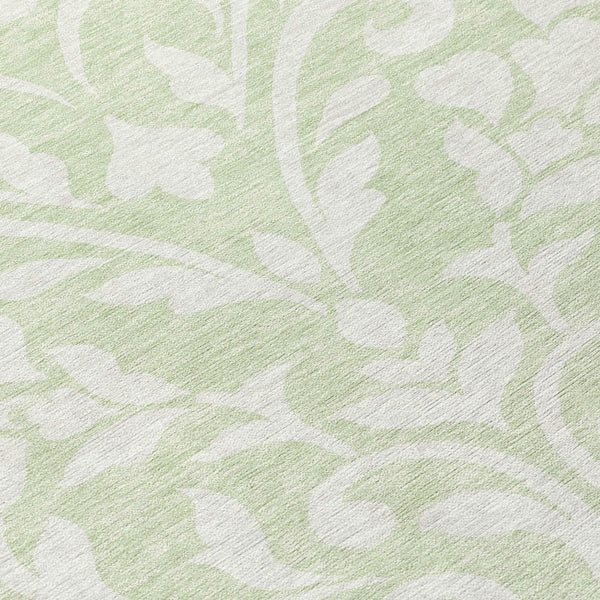 Homeroots 3' Artichoke Green Floral Indoor Outdoor Area Rug - Stylish, Washable, Stain Resistant, Durable Design 8' Round Polyester 591413