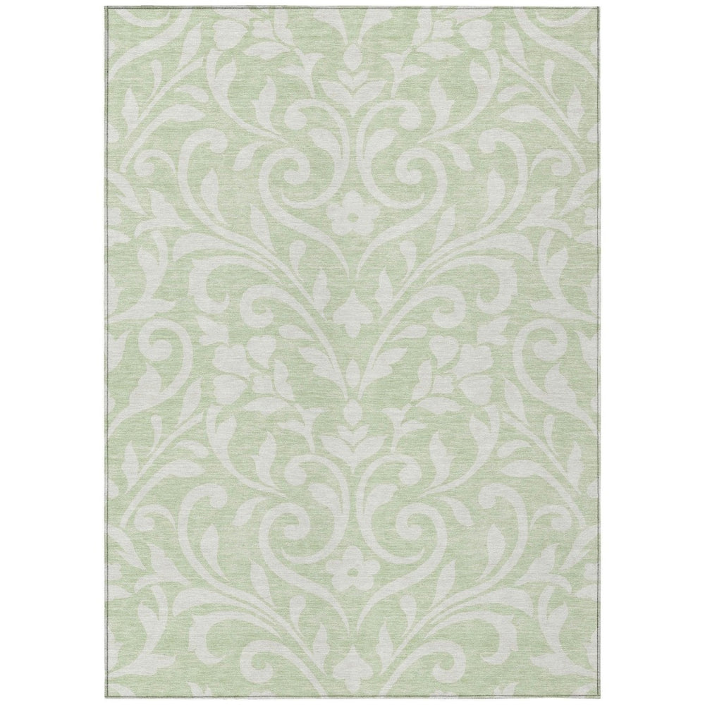 HomeRoots 5' Artichoke Green Floral Area Rug - Elegant, Washable, and Durable for Indoor & Outdoor Spaces 8' X 10' 591414
