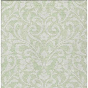 Homeroots 3' Artichoke Green Floral Indoor Outdoor Area Rug - Stylish, Washable, Stain Resistant, Durable Design 9' X 12' Polyester 591415