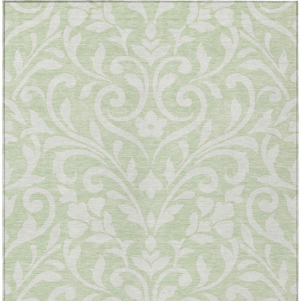 Homeroots 3' Artichoke Green Floral Indoor Outdoor Area Rug - Stylish, Washable, Stain Resistant, Durable Design 9' X 12' Polyester 591415