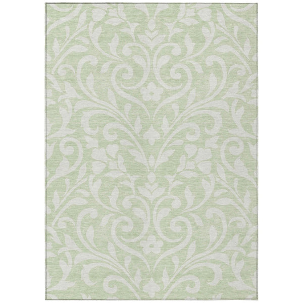 HomeRoots 9' Durable Artichoke Green Floral Area Rug for Indoor Outdoor Use - Stylish, Washable & Versatile 9' X 12' 591415
