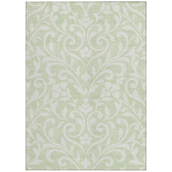 Homeroots 3' Artichoke Green Floral Indoor Outdoor Area Rug - Stylish, Washable, Stain Resistant, Durable Design 10' X 14' Polyester 591416