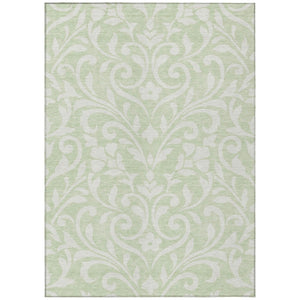 HomeRoots 5' Artichoke Green Floral Area Rug - Elegant, Washable, and Durable for Indoor & Outdoor Spaces 10' X 14' 591416