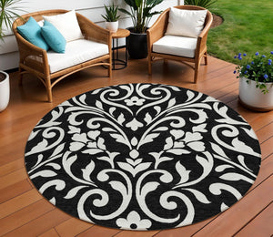 Homeroots 3' Artichoke Green Floral Indoor Outdoor Area Rug - Stylish, Washable, Stain Resistant, Durable Design 8' Round Polyester 591419