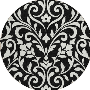 Homeroots 3' Artichoke Green Floral Indoor Outdoor Area Rug - Stylish, Washable, Stain Resistant, Durable Design 8' Round Polyester 591419