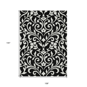 Homeroots 3' Artichoke Green Floral Indoor Outdoor Area Rug - Stylish, Washable, Stain Resistant, Durable Design 9' X 12' Polyester 591421