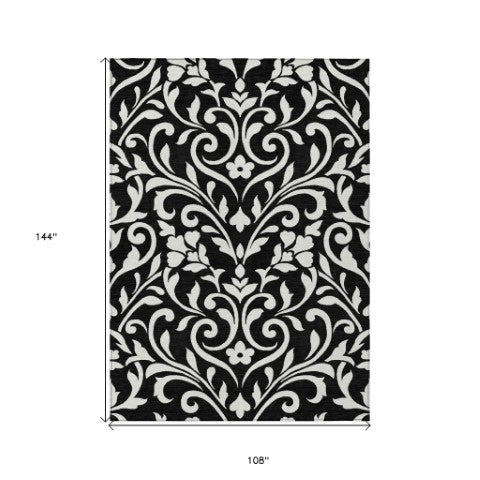 Homeroots 3' Artichoke Green Floral Indoor Outdoor Area Rug - Stylish, Washable, Stain Resistant, Durable Design 9' X 12' Polyester 591421