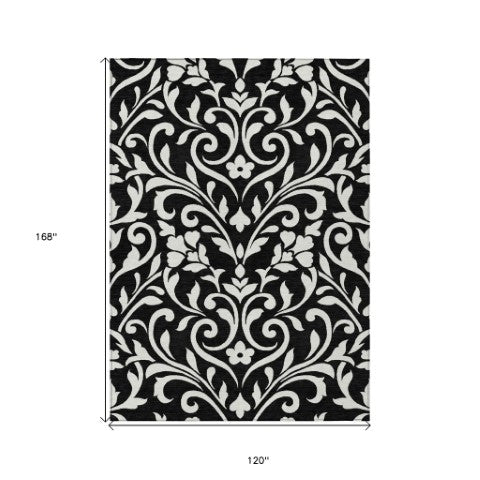 Homeroots 3' Artichoke Green Floral Indoor Outdoor Area Rug - Stylish, Washable, Stain Resistant, Durable Design 10' X 14' Polyester 591422