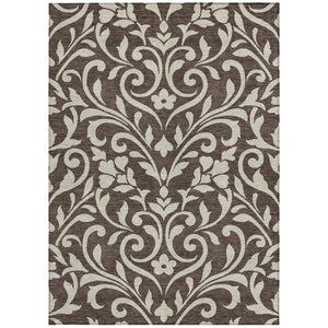 Homeroots 3' Artichoke Green Floral Indoor Outdoor Area Rug - Stylish, Washable, Stain Resistant, Durable Design 5' X 8' Polyester 591424