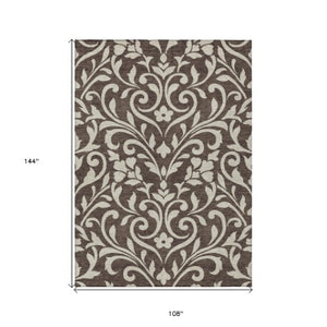 Homeroots 3' Artichoke Green Floral Indoor Outdoor Area Rug - Stylish, Washable, Stain Resistant, Durable Design 9' X 12' Polyester 591427