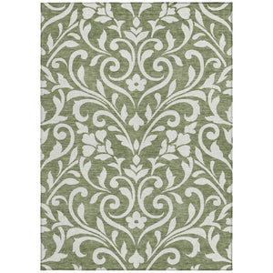 Homeroots 3' Artichoke Green Floral Indoor Outdoor Area Rug - Stylish, Washable, Stain Resistant, Durable Design 3' X 5' Polyester 591429