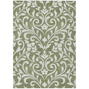 HomeRoots 9' Elegant Fern Green and Ivory Floral Area Rug – Stylish, Washable, Durable for Indoor & Outdoor Use 9' X 12' 591433
