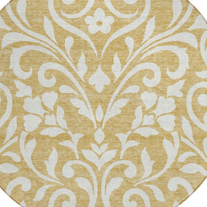 Homeroots 3' Artichoke Green Floral Indoor Outdoor Area Rug - Stylish, Washable, Stain Resistant, Durable Design 8' Round Polyester 591437