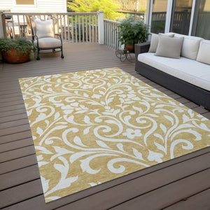 Homeroots 3' Artichoke Green Floral Indoor Outdoor Area Rug - Stylish, Washable, Stain Resistant, Durable Design 9' X 12' Polyester 591439