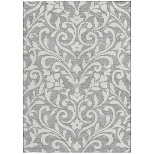 Homeroots 3' Artichoke Green Floral Indoor Outdoor Area Rug - Stylish, Washable, Stain Resistant, Durable Design 5' X 8' Polyester 591442